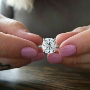 3.00 Ctw Solitaire Cushion Cut Diamond Wedding Engagement Ring Real 925 Sterling Silver
