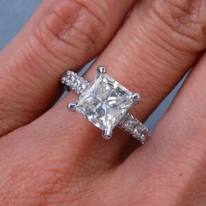 2.40 Ctw Princess Cut White Diamond Solitaire With Accents Engagement Ring 10k White Gold