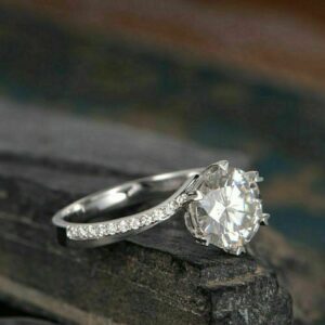 1.75 Carat Brilliant Cut Diamond Heart 6-Prong Solitaire Engagement Ring 14k White Gold Over