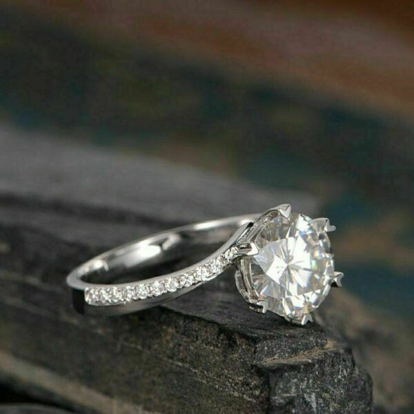1.75 Carat Brilliant Cut Diamond Heart 6-Prong Solitaire Engagement Ring 14k White Gold Over