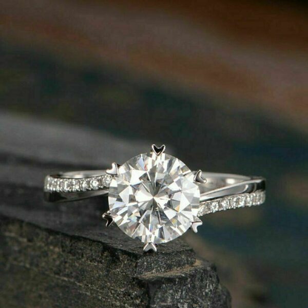 1.75 Carat Brilliant Cut Diamond Heart 6-Prong Solitaire Engagement Ring 14k White Gold Over