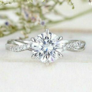 Infinity Engagement Ring 1.93 Ctw Solitaire 6-Prong Round Diamond Engagement Ring 925 Silver
