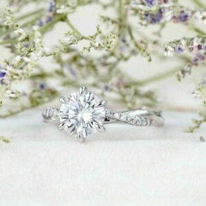 Infinity Engagement Ring 1.93 Ctw Solitaire 6-Prong Round Diamond Engagement Ring 925 Silver