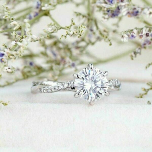 Infinity Engagement Ring 1.93 Ctw Solitaire 6-Prong Round Diamond Engagement Ring 925 Silver