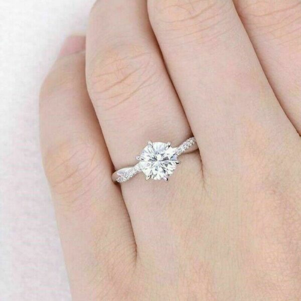 Infinity Engagement Ring 1.93 Ctw Solitaire 6-Prong Round Diamond Engagement Ring 925 Silver