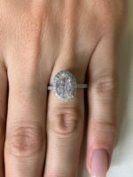 2.66 Ctw White Oval Cut Diamond Halo With Accents Fancy Engagement Ring 925 Sterling Silver