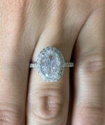 2.66 Ctw White Oval Cut Diamond Halo With Accents Fancy Engagement Ring 925 Sterling Silver