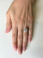 2.66 Ctw White Oval Cut Diamond Halo With Accents Fancy Engagement Ring 925 Sterling Silver