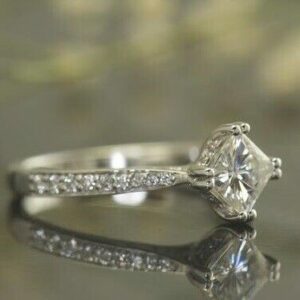 Unique 1.80 Carat Princess Diamond Double 4-Prong Solitaire Engagement Ring 14k White Gold Over