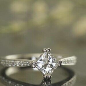 Unique 1.80 Carat Princess Diamond Double 4-Prong Solitaire Engagement Ring 14k White Gold Over