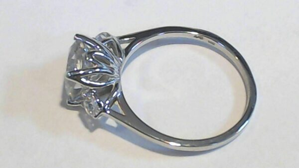 Huge 3.10 Ctw Cushion Cut & Round Cut 3-Stone Diamond Engagement Ring 925 Sterling Silver
