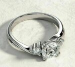 2.37 Ctw Three Stone Round Diamond Wedding Engagement Ring Solid 14k White Gold