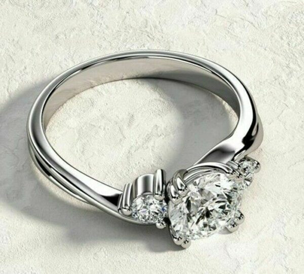 2.37 Ctw Three Stone Round Diamond Wedding Engagement Ring Solid 14k White Gold