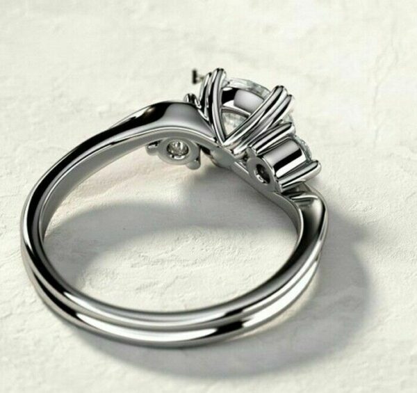 2.37 Ctw Three Stone Round Diamond Wedding Engagement Ring Solid 14k White Gold