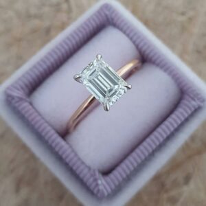 2.00 Ct Emerald VVS1 Diamond 2-Tone Solitaire Engagement Ring Real 14k Rose Gold