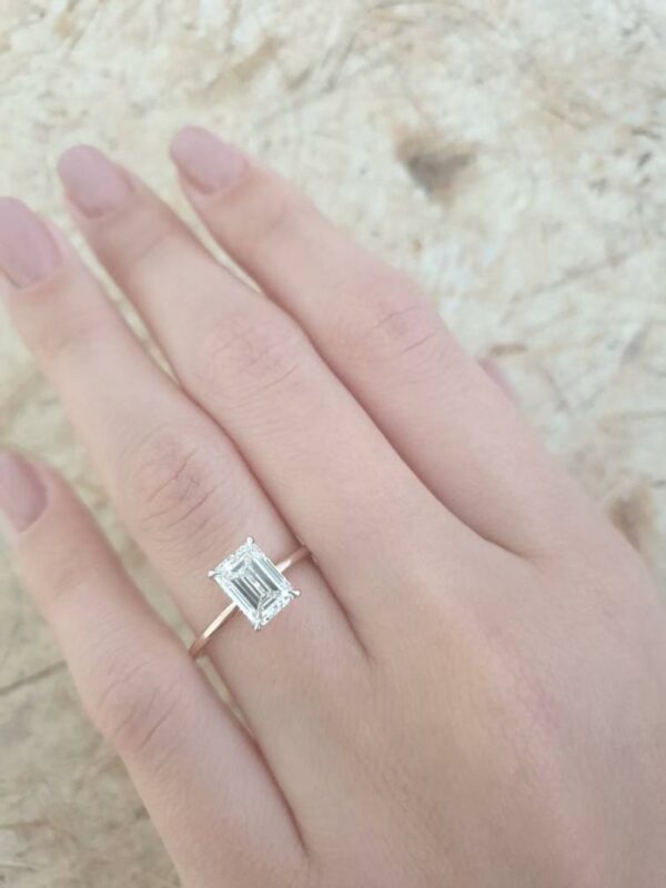 2.00 Ct Emerald VVS1 Diamond 2-Tone Solitaire Engagement Ring Real 14k Rose Gold