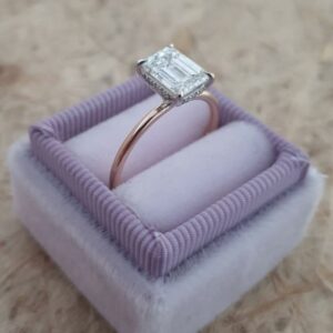 2.00 Ct Emerald VVS1 Diamond 2-Tone Solitaire Engagement Ring Real 14k Rose Gold