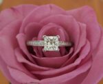 2.30 Ctw Princess Cut Solitaire Diamond With Accents Engagement Ring Real 14k White Gold