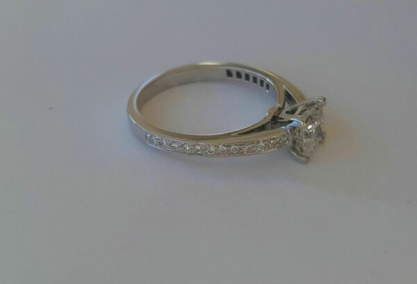 2.30 Ctw Princess Cut Solitaire Diamond With Accents Engagement Ring Real 14k White Gold