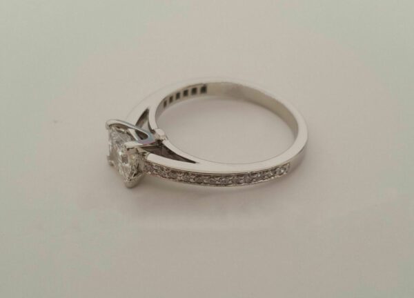 2.30 Ctw Princess Cut Solitaire Diamond With Accents Engagement Ring Real 14k White Gold