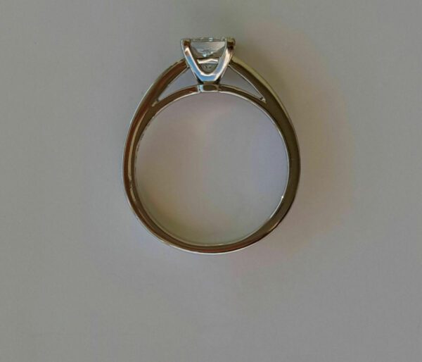 2.30 Ctw Princess Cut Solitaire Diamond With Accents Engagement Ring Real 14k White Gold