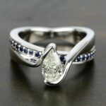 2.18 Ctw Half Bezel Pear Shape Diamond Fancy Wedding & Engagement Ring 14K Gold Plated