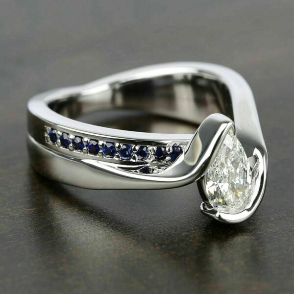 2.18 Ctw Half Bezel Pear Shape Diamond Fancy Wedding & Engagement Ring 14K Gold Plated