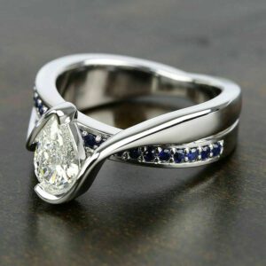 2.18 Ctw Half Bezel Pear Shape Diamond Fancy Wedding & Engagement Ring 14K Gold Plated