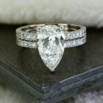 3.00 Ctw Solitaire Pear Cut White Diamond Bridal Engagement Ring Set Solid 14k White Gold