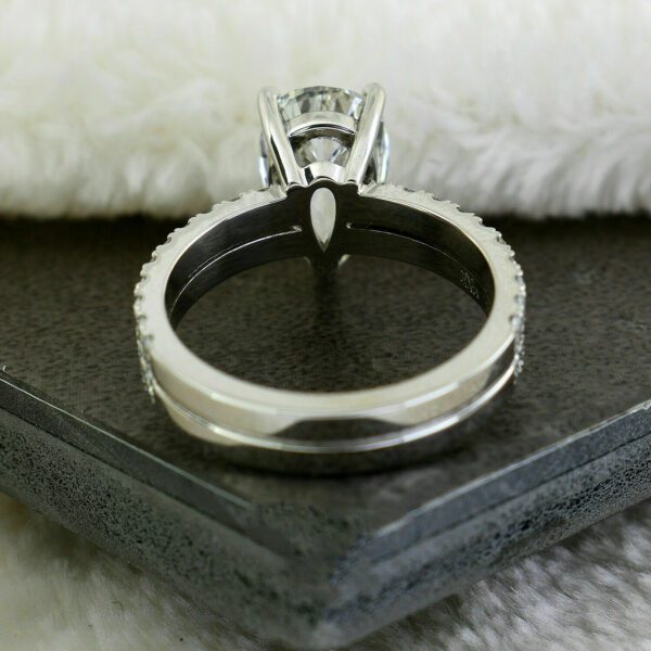 3.00 Ctw Solitaire Pear Cut White Diamond Bridal Engagement Ring Set Solid 14k White Gold