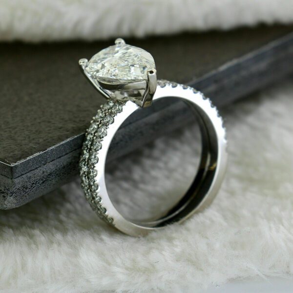 3.00 Ctw Solitaire Pear Cut White Diamond Bridal Engagement Ring Set Solid 14k White Gold