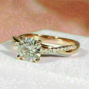 1.80 Ctw Forever Brilliant Cut Round Diamond Infinity Engagement Ring Real 14k Yellow Gold