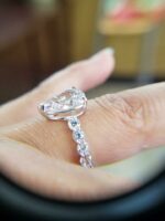 3.10 Ctw Solitaire Pear Shape Diamond Classic Accents Fancy Engagement Ring Real 14k White Gold