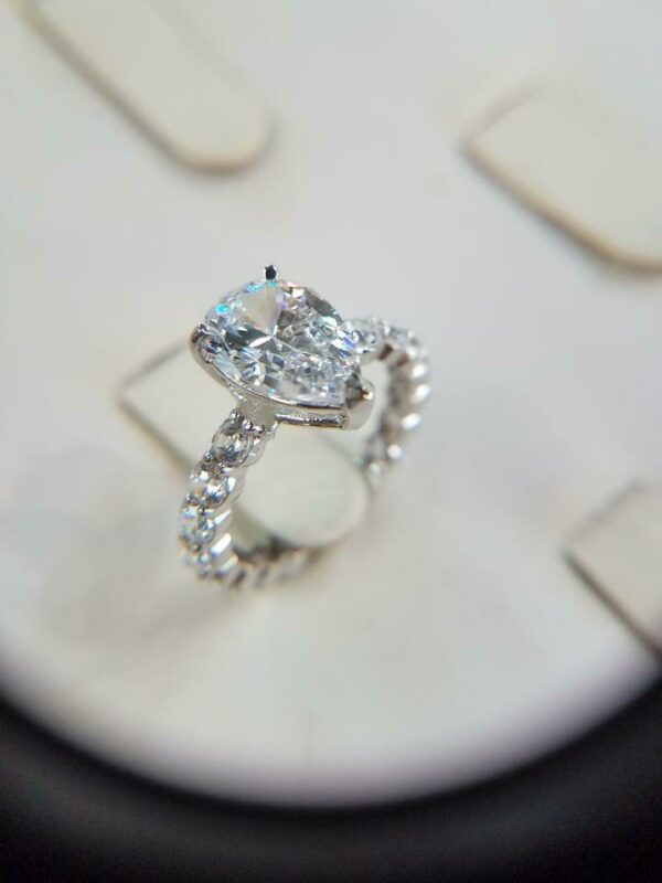3.10 Ctw Solitaire Pear Shape Diamond Classic Accents Fancy Engagement Ring Real 14k White Gold