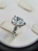 3.10 Ctw Solitaire Pear Shape Diamond Classic Accents Fancy Engagement Ring Real 14k White Gold