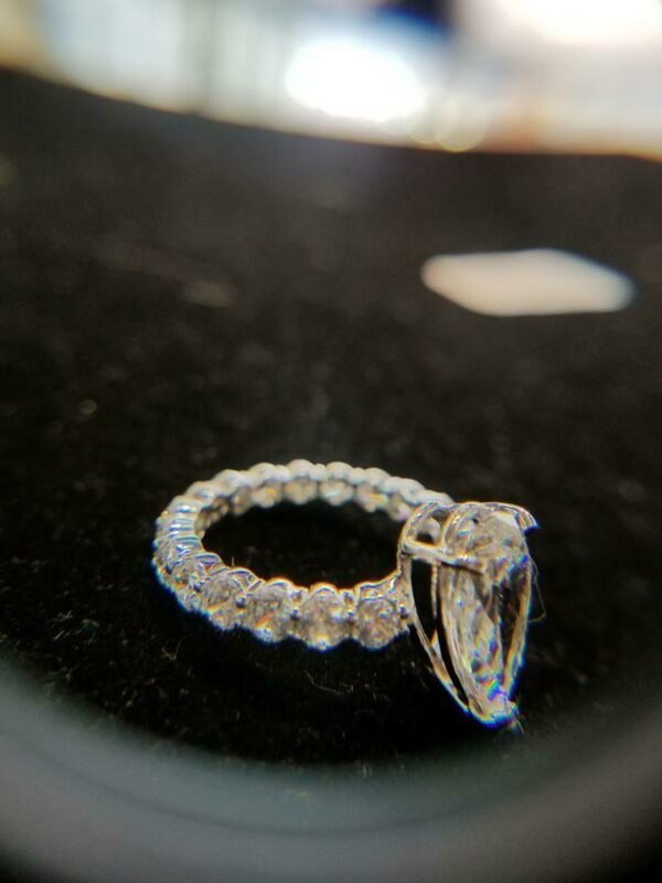 3.10 Ctw Solitaire Pear Shape Diamond Classic Accents Fancy Engagement Ring Real 14k White Gold