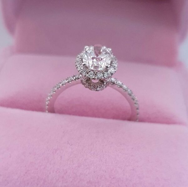2.53 Ctw Brilliant Oval Cut Diamond Halo Luxury Wedding Engagement Ring 14k White Gold