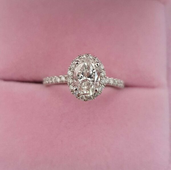2.53 Ctw Brilliant Oval Cut Diamond Halo Luxury Wedding Engagement Ring 14k White Gold