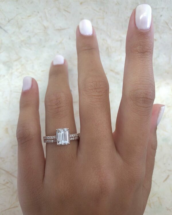2.57 Ctw Solitaire Emerald Diamond Bridal Anniversary Set Engagement Ring 10k Rose Gold
