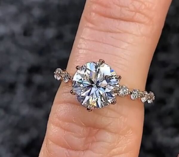 2.43 Ctw 6-Prong Solitaire Brilliant Diamond Bubble & Floating Diamond Engagement Ring 14k Yellow Gold Over