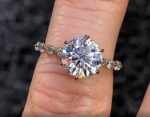 2.43 Ctw 6-Prong Solitaire Brilliant Diamond Bubble & Floating Diamond Engagement Ring 14k Yellow Gold Over