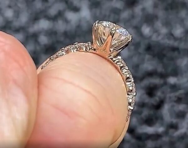 2.43 Ctw 6-Prong Solitaire Brilliant Diamond Bubble & Floating Diamond Engagement Ring 14k Yellow Gold Over