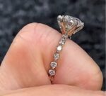 2.43 Ctw 6-Prong Solitaire Brilliant Diamond Bubble & Floating Diamond Engagement Ring 14k Yellow Gold Over