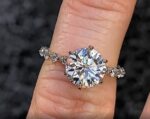 2.43 Ctw 6-Prong Solitaire Brilliant Diamond Bubble & Floating Diamond Engagement Ring 14k Yellow Gold Over