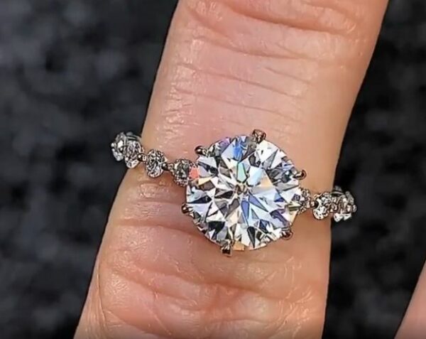 2.43 Ctw 6-Prong Solitaire Brilliant Diamond Bubble & Floating Diamond Engagement Ring 14k Yellow Gold Over