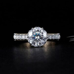 Art Deco Style 2.55 Ctw Round Diamond Solitaire Engagement Ring Real 925 Sterling Silver