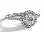 2.12 Ctw Round White Diamond Halo With Accents Engagement Ring 10k White Gold