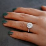 2.12 Ctw Round White Diamond Halo With Accents Engagement Ring 10k White Gold