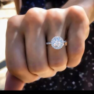 2.12 Ctw Round White Diamond Halo With Accents Engagement Ring 10k White Gold