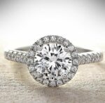 2.12 Ctw Round White Diamond Halo With Accents Engagement Ring 10k White Gold